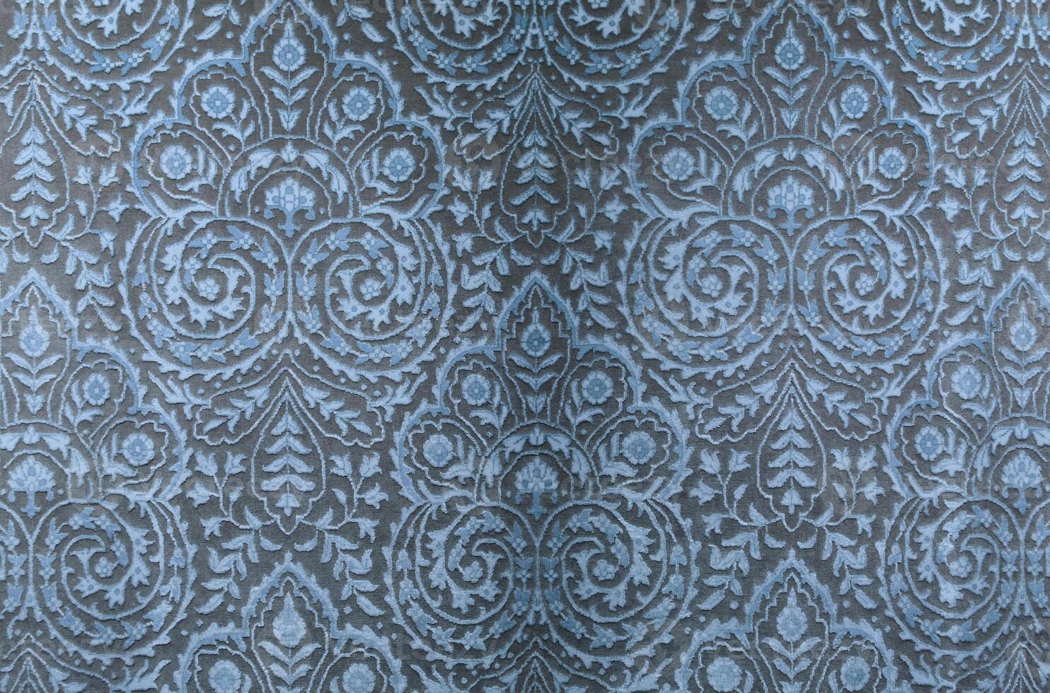 Traditional floor cover design background. Turkish oriental carpet texture. Beautiful textile rug decor backdrop. photo
