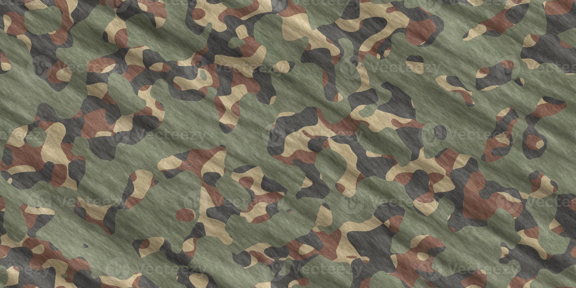 Green Army Camouflage Background. Military Camo Clothing Texture. Seamless Combat Uniform. photo