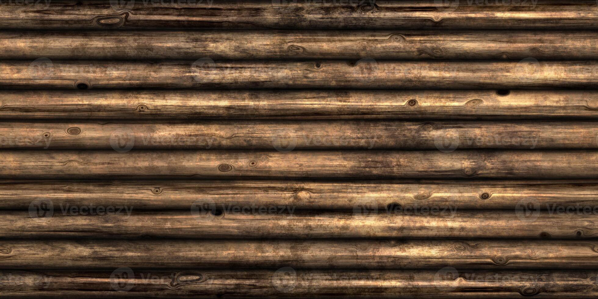 Seamless Logs Wall Background. Wood Surface Texture. 3D Rendering. 3D Illustration. photo