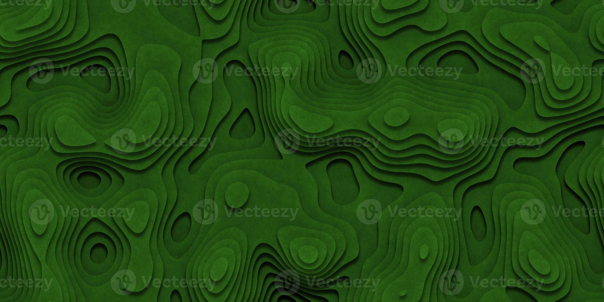 Green Seamless Topographic Landscape Background. Wavy Relief Illustration Texture. photo