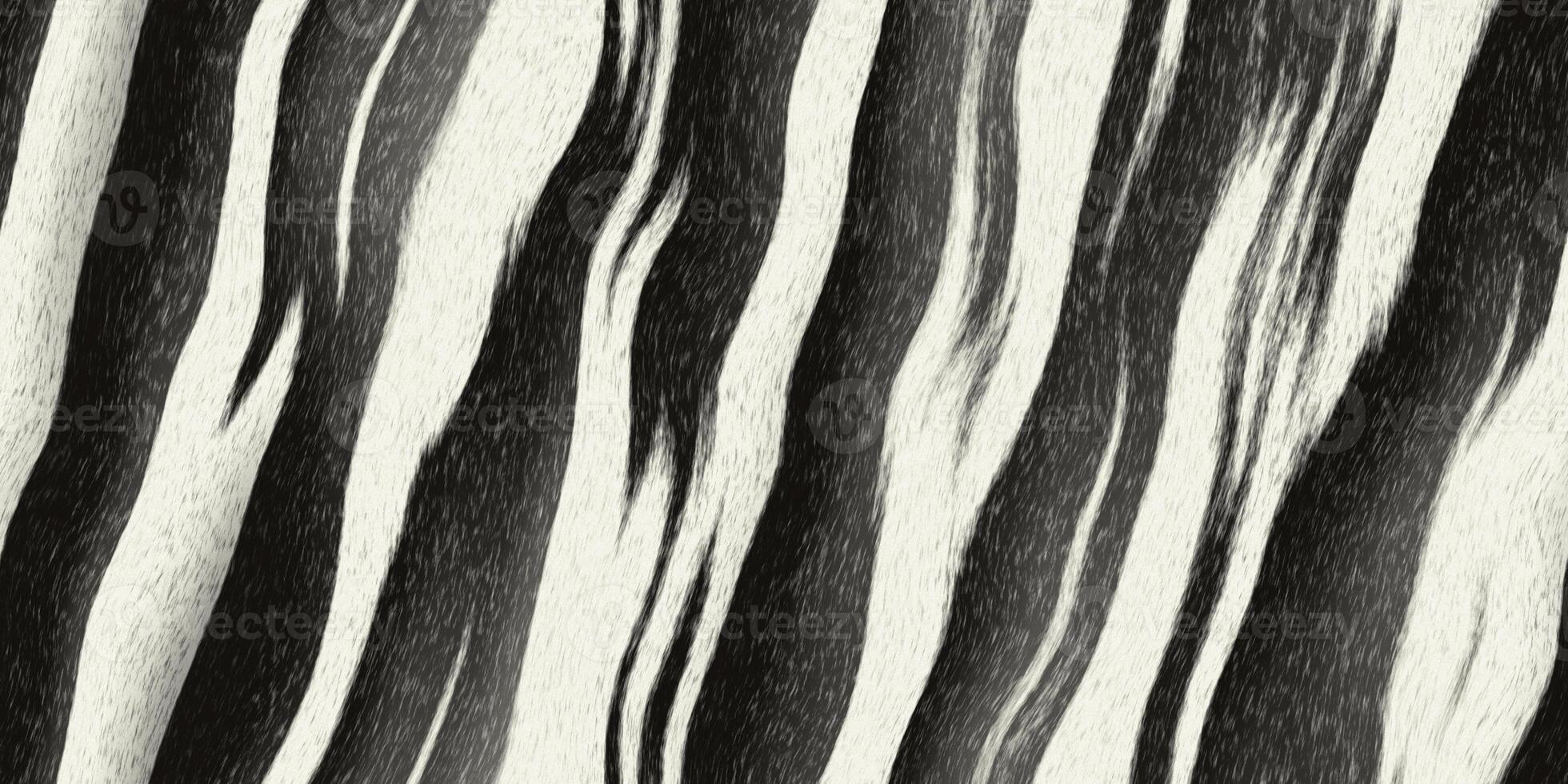 Fluffy stripe monochrome pattern. Seamless zebra fur textures. Black and white striped hairy background. photo