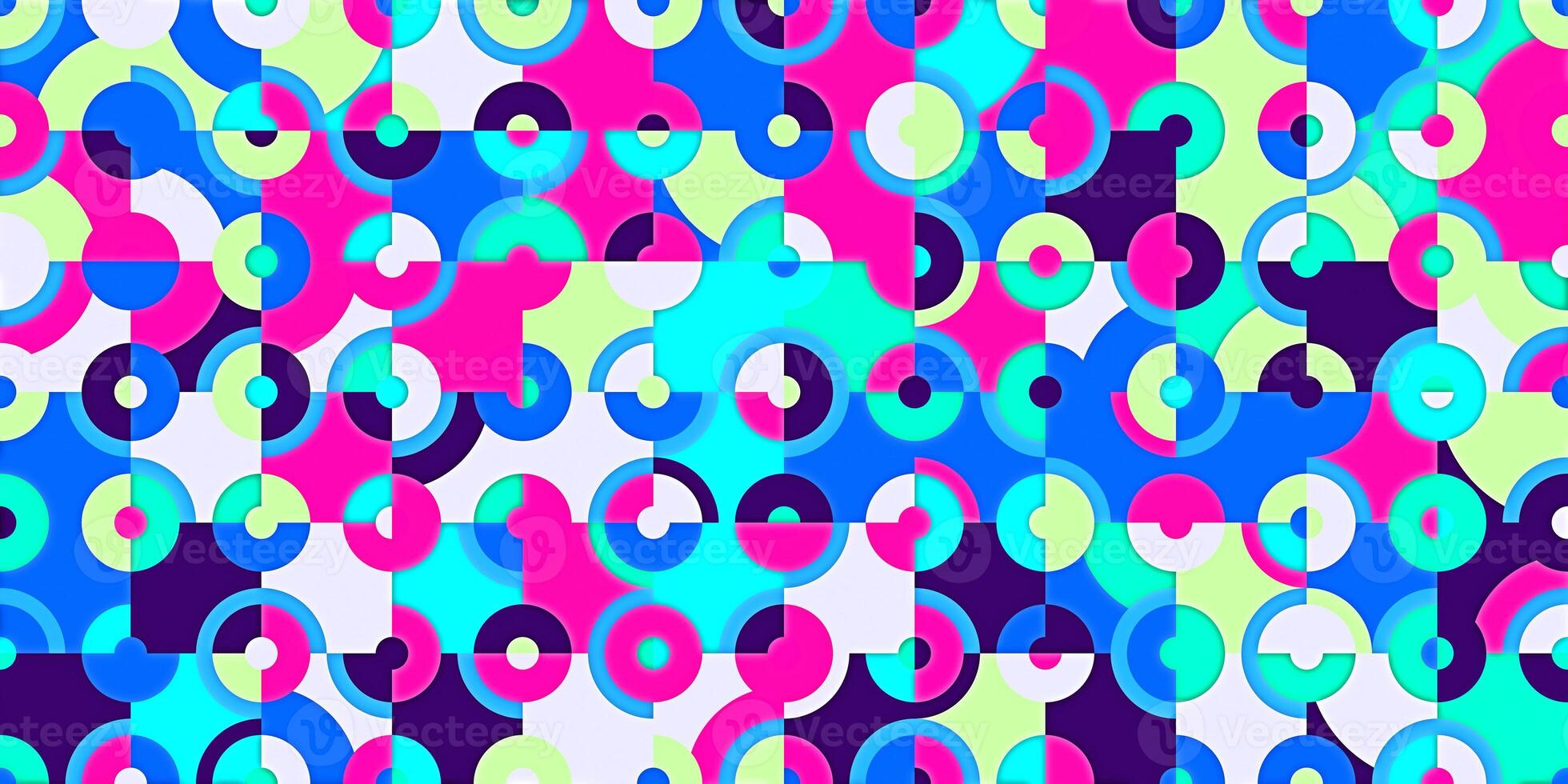 Circle Quarters Backgrounds. Seamless Bright Angles Textures. Abstract Colored Curves Patterns. photo
