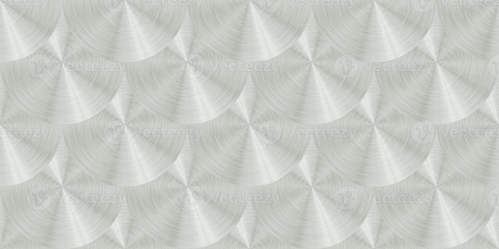 Silver shining brushed steel surface backdrop. Seamless metal circles texture. Metallic disks pattern. photo
