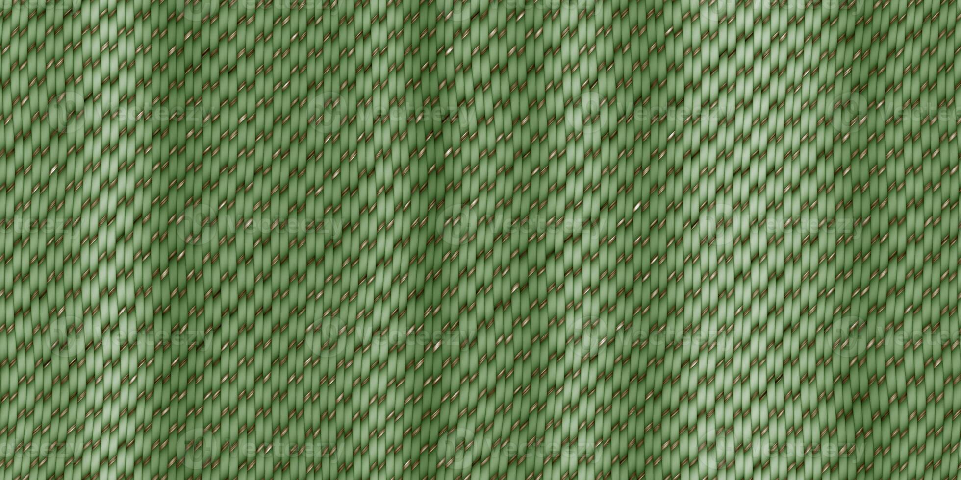Green Cross Weave Texture. Wicker Rattan Background Surface. 3D Rendering. 3D Illustration. photo