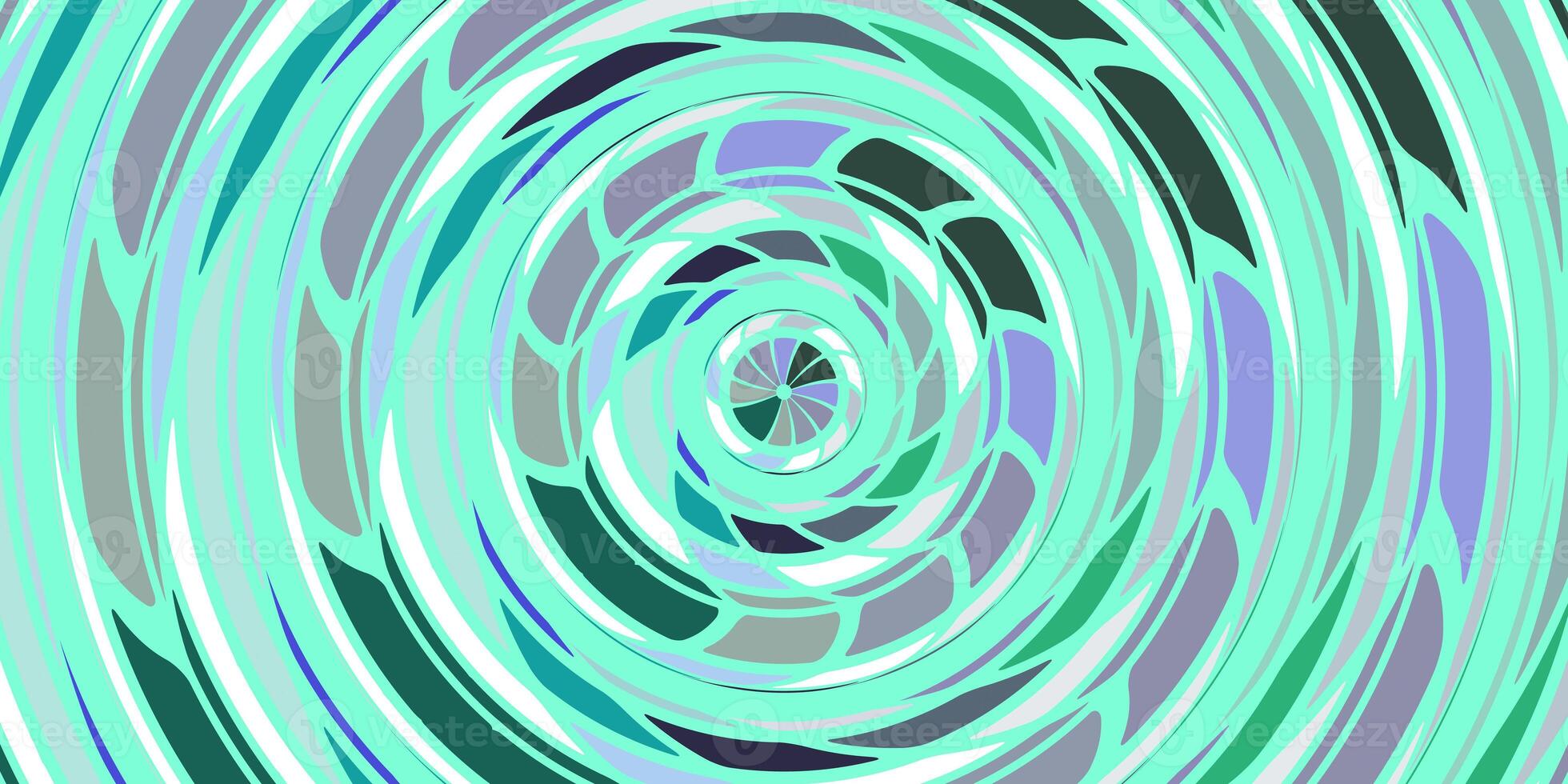 Sea Green Circles Art Action Background. Round Wheel Rhythm Backdrop. Center Concept. photo