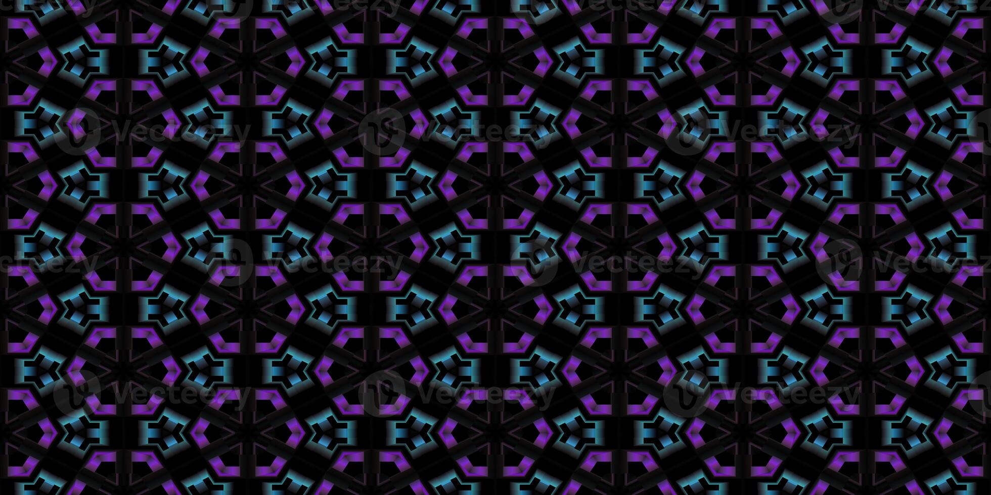 Dark Pink Seamless Symmetrical Geometry Pattern. Mosaic Graphic Ornament Background. Abstract Fractal Surface Texture. photo