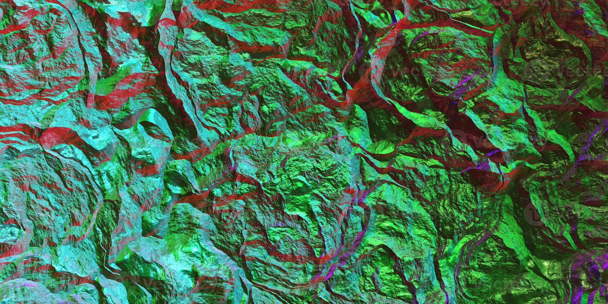 Chameleon stone rock surface texture. Holographic gradient background. Colored light on textured surface. photo