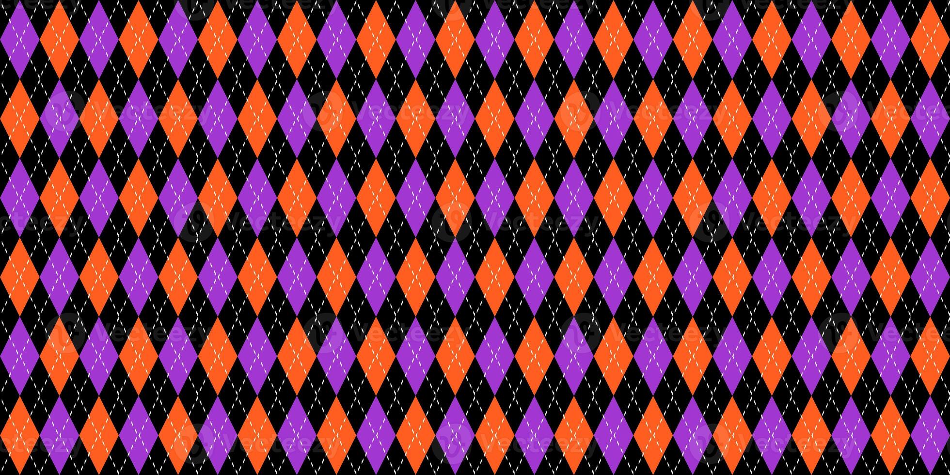 Violet Orange Seamless Argyle Pattern. Retro Fabric Background. Traditional Rhombus Diamond Textile Texture. photo