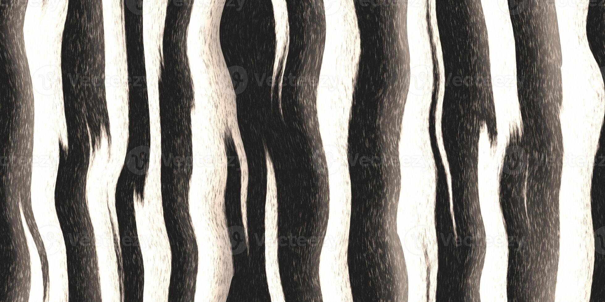 Fluffy stripe monochrome pattern. Seamless zebra fur textures. Black and white striped hairy background. photo