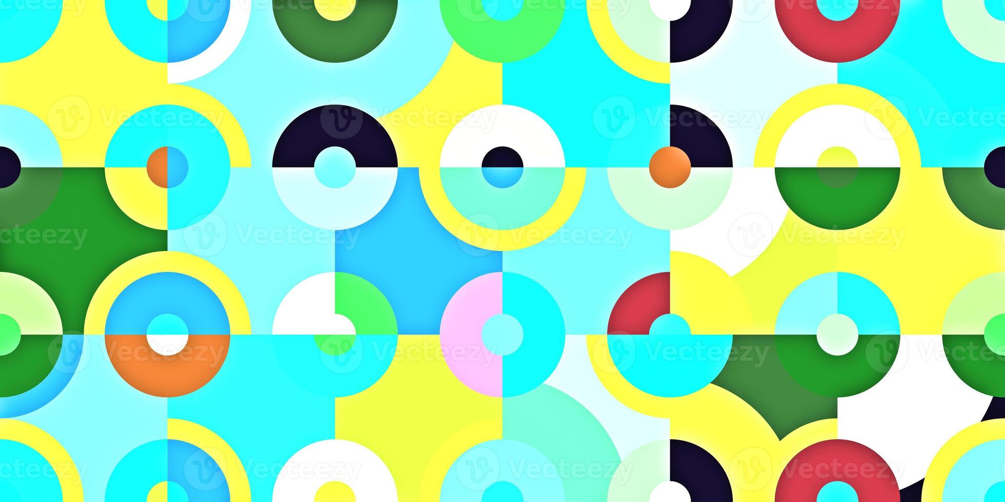 Circle Quarters Backgrounds. Seamless Bright Angles Textures. Abstract Colored Curves Patterns. photo