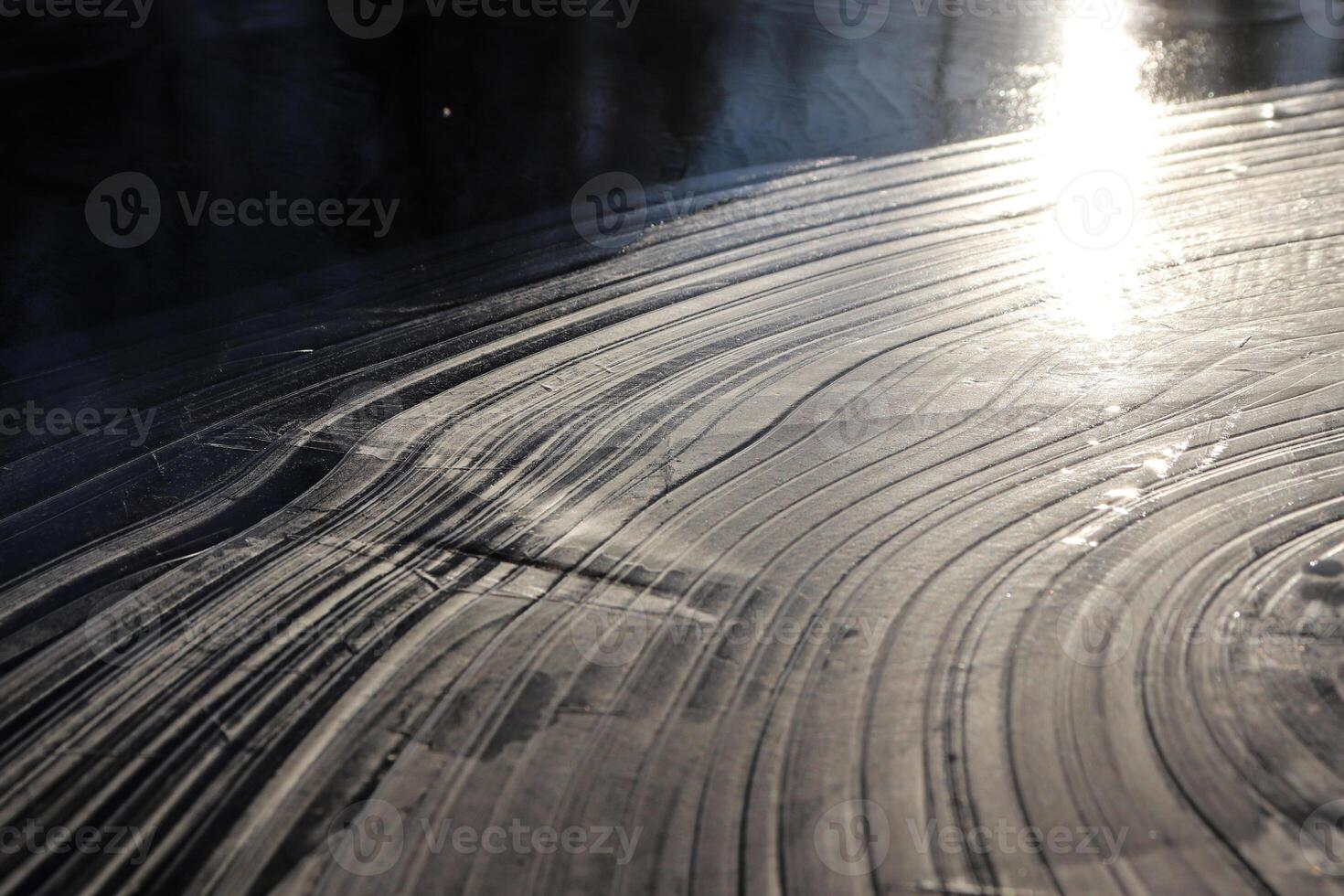 Ice Lake Lines Pattern Surface Background Texture. Wavy Drawings photo