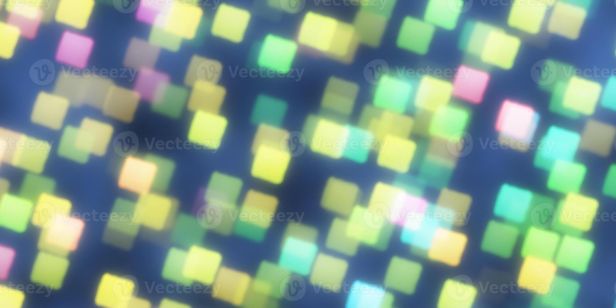 Yellow Square Shapes Bokeh Background. Abstract Figure Night Lights Texture. Abstract Glowing Forms Backdrop. photo