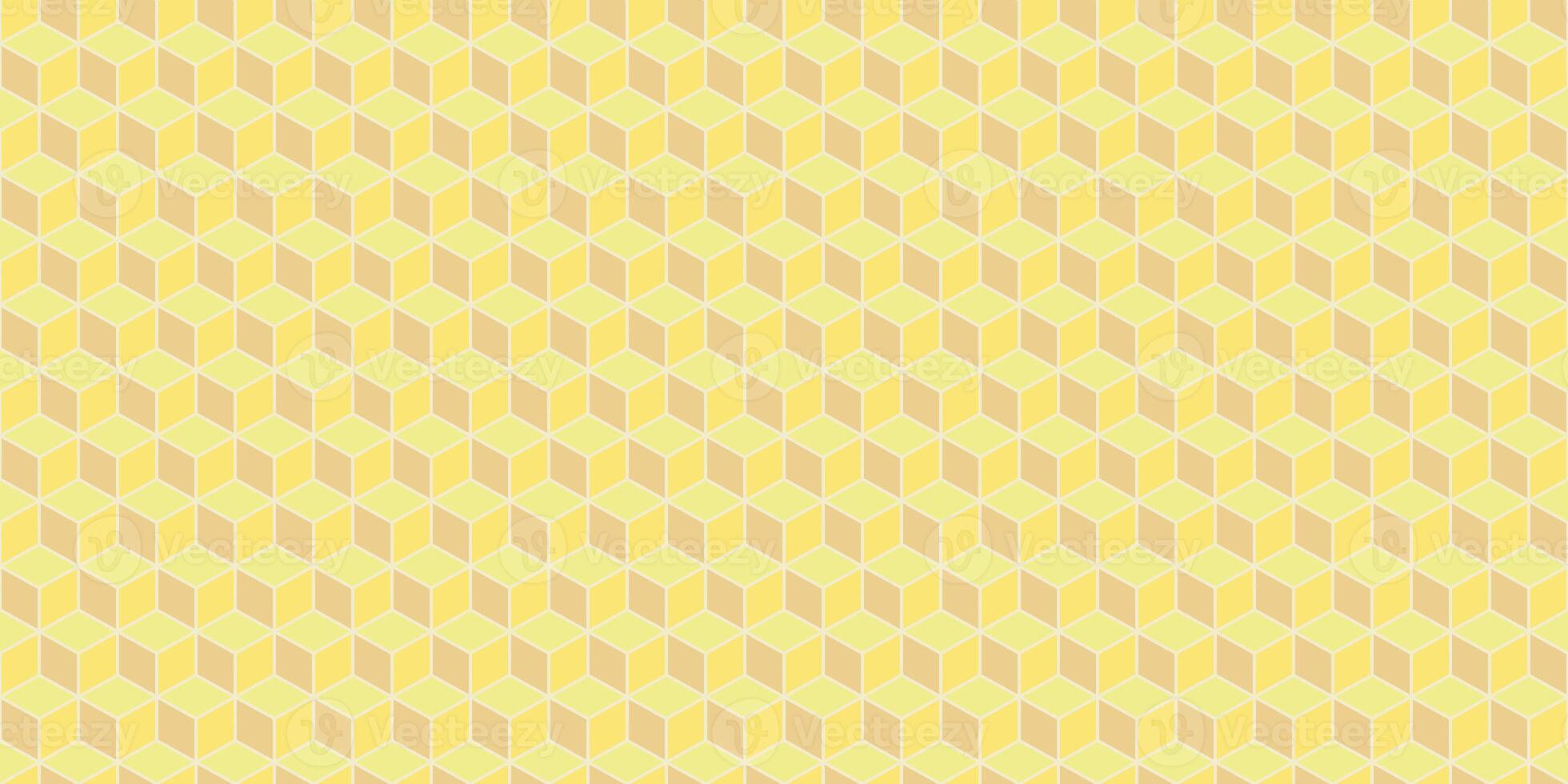 Yellow Honey Seamless Cube Pattern Background. Isometric Blocks Texture. Geometric 3d Mosaic Backdrop. photo