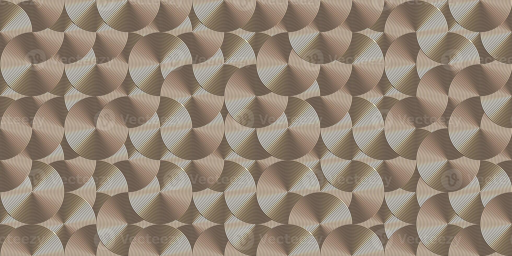 Chrome art deco seamless texture. Vintage rings background. Metal circles pattern. photo