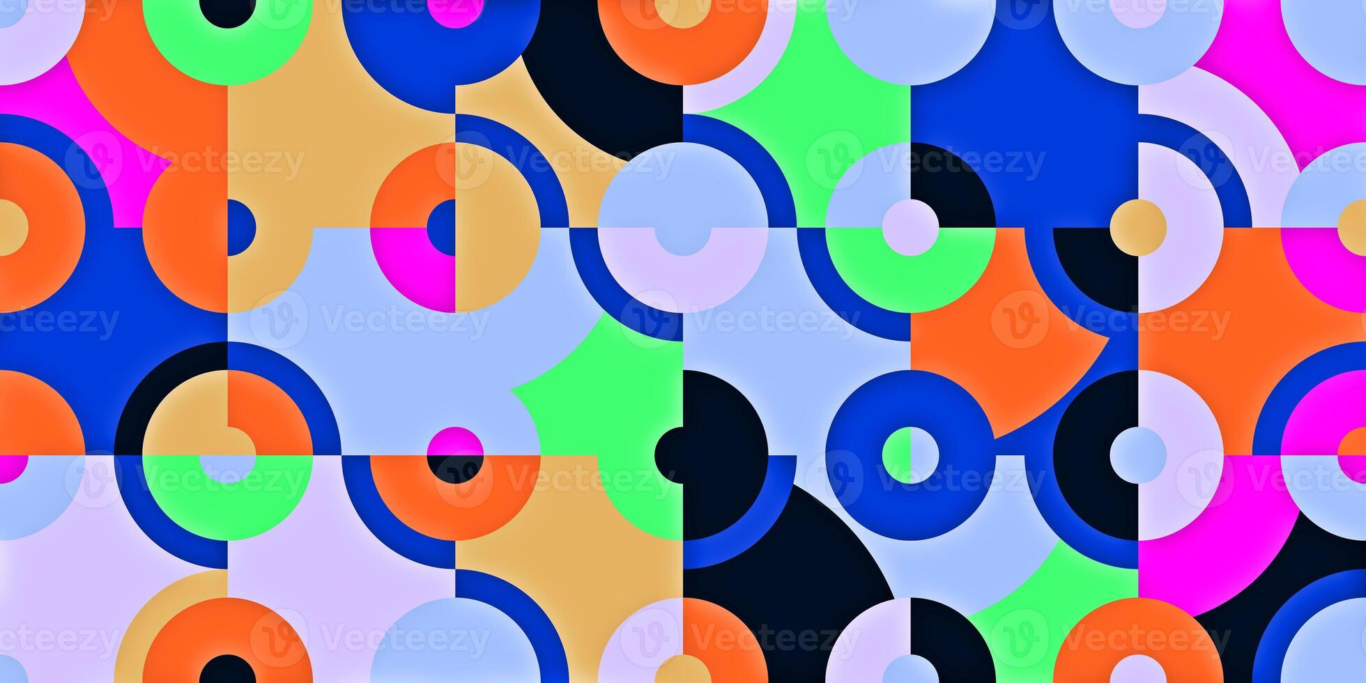 Circle Quarters Backgrounds. Seamless Bright Angles Textures. Abstract Colored Curves Patterns. photo