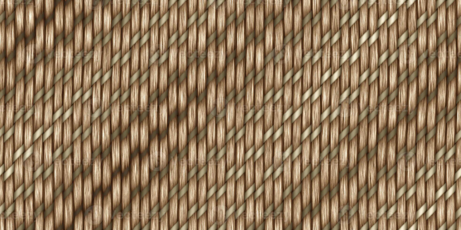 Light Brown Cross Weave Texture. Wicker Rattan Background Surface. 3D Rendering. 3D Illustration. photo