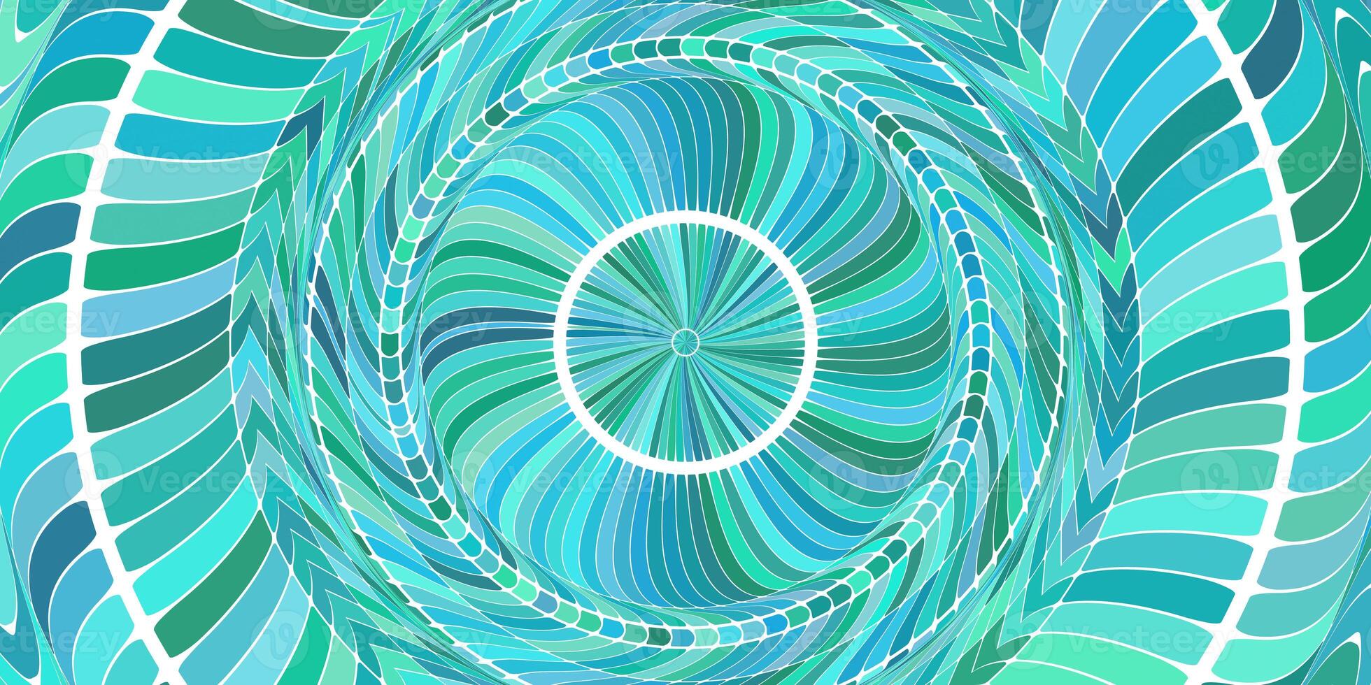 Turquoise Circles Art Action Background. Round Wheel Rhythm Backdrop. Center Concept. photo
