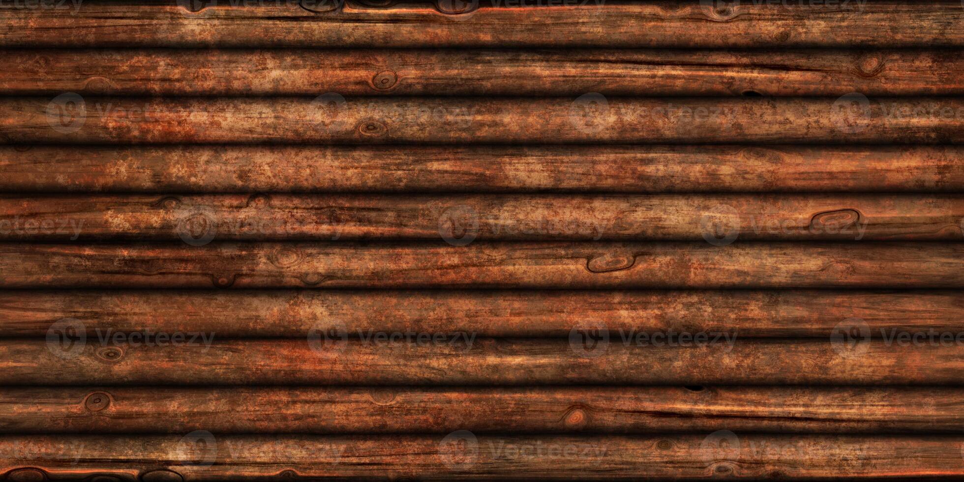 Seamless Wood Logs Wall Background Texture. Natural Trees Backdrop. 3D Rendering. 3D Illustration. photo