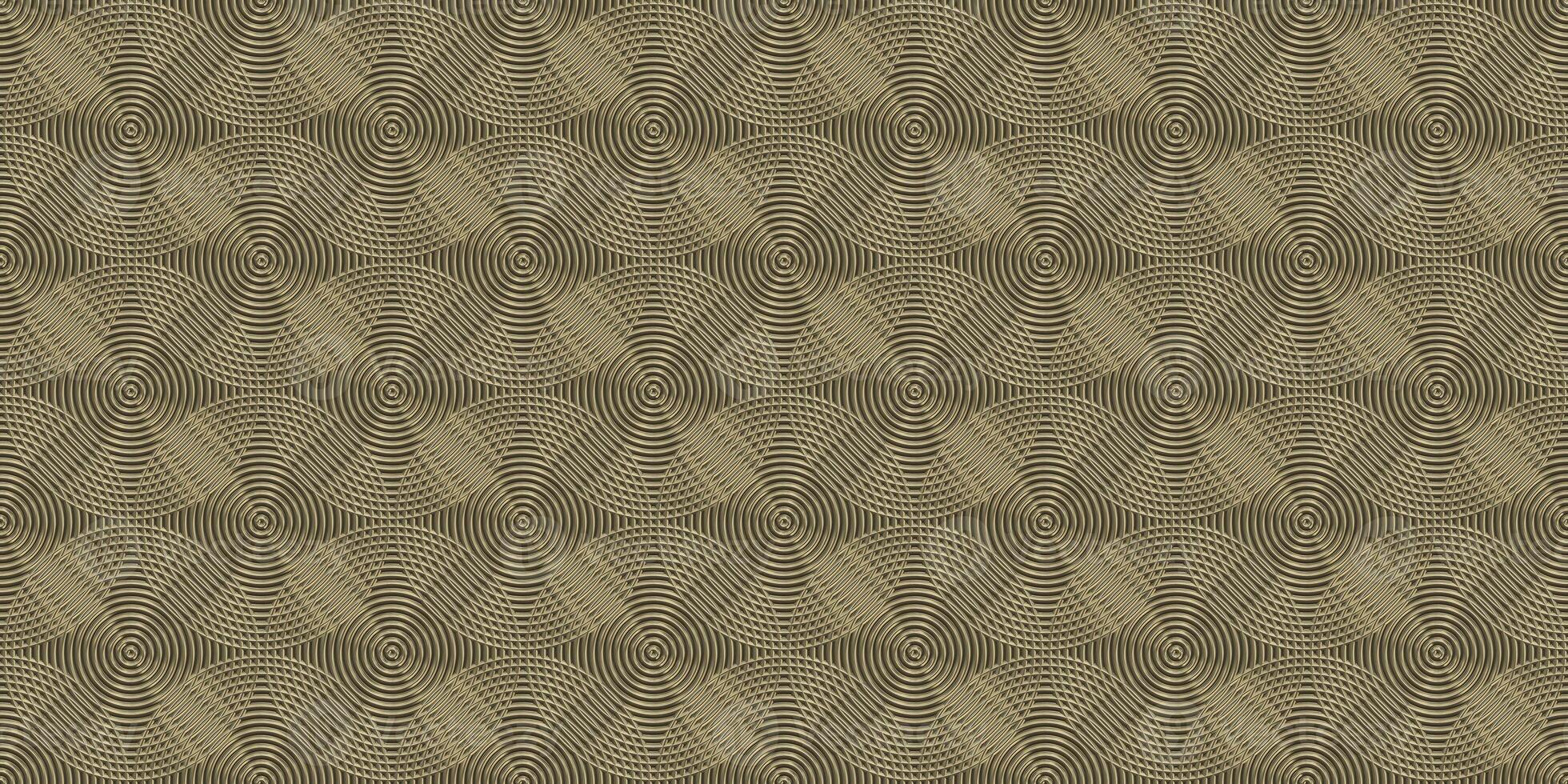 Metal circles pattern. Bronze art deco seamless texture. Vintage rings background. photo