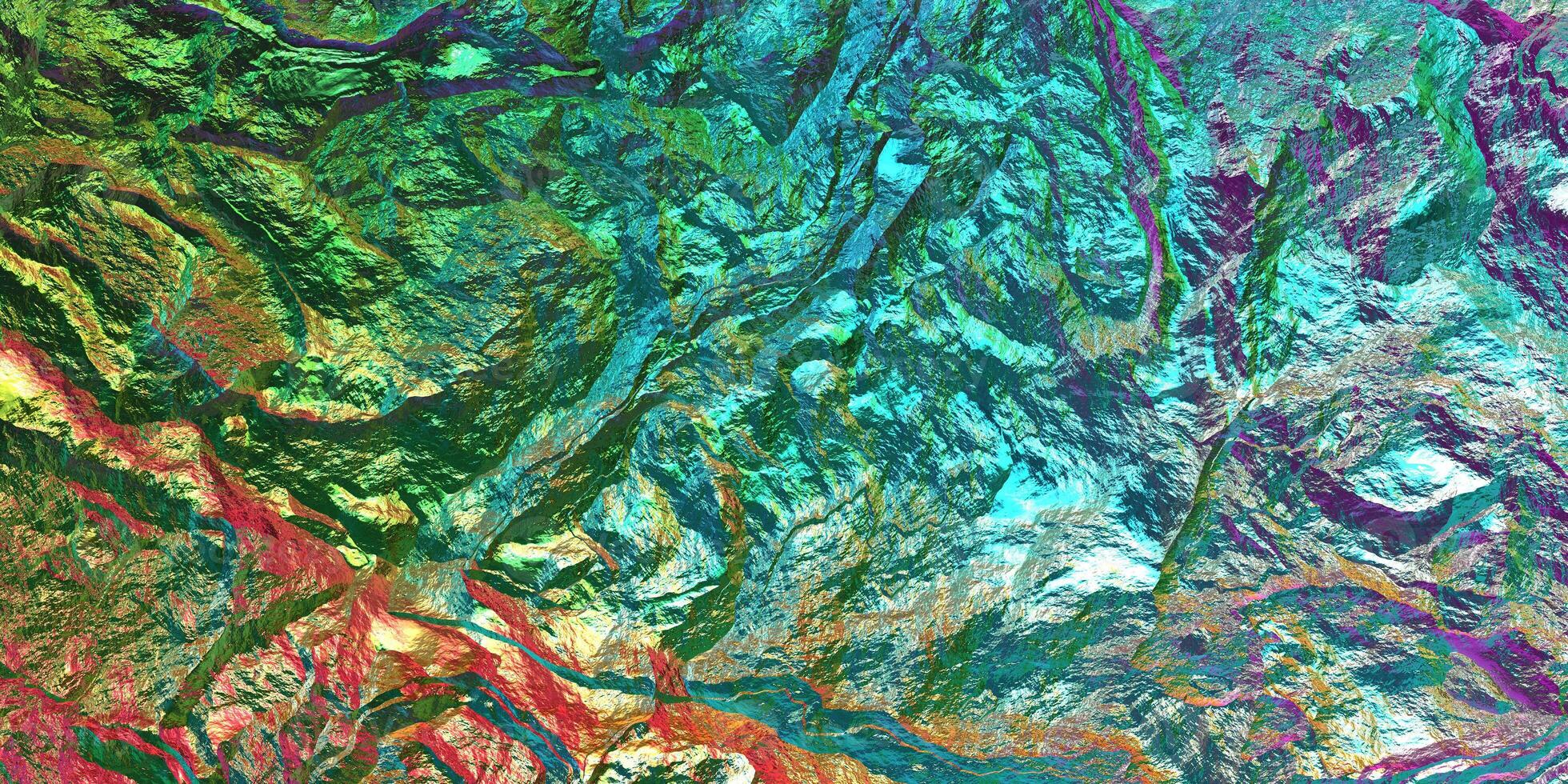 Chameleon stone rock surface texture. Holographic gradient background. Colored light on textured surface. photo