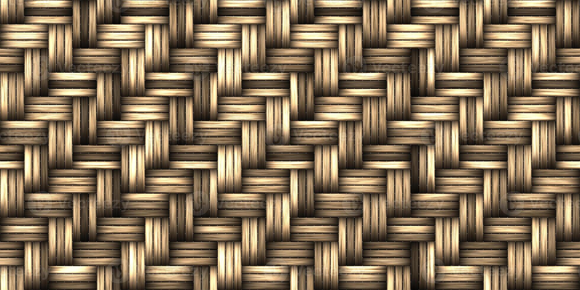 Seamless Basket Weaving Background. Woven Wicker Straw Texture. photo