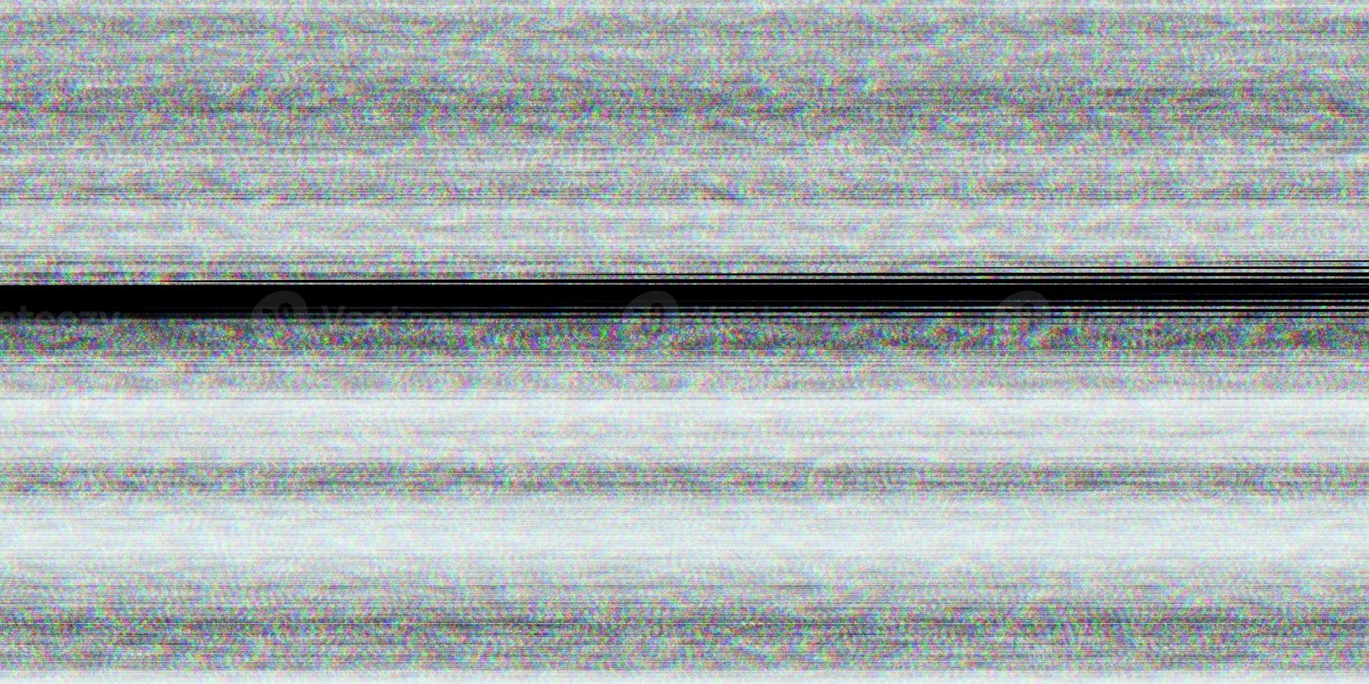 Television Glitch Screen Background. No Signal Display. Bad Tv Lines. photo