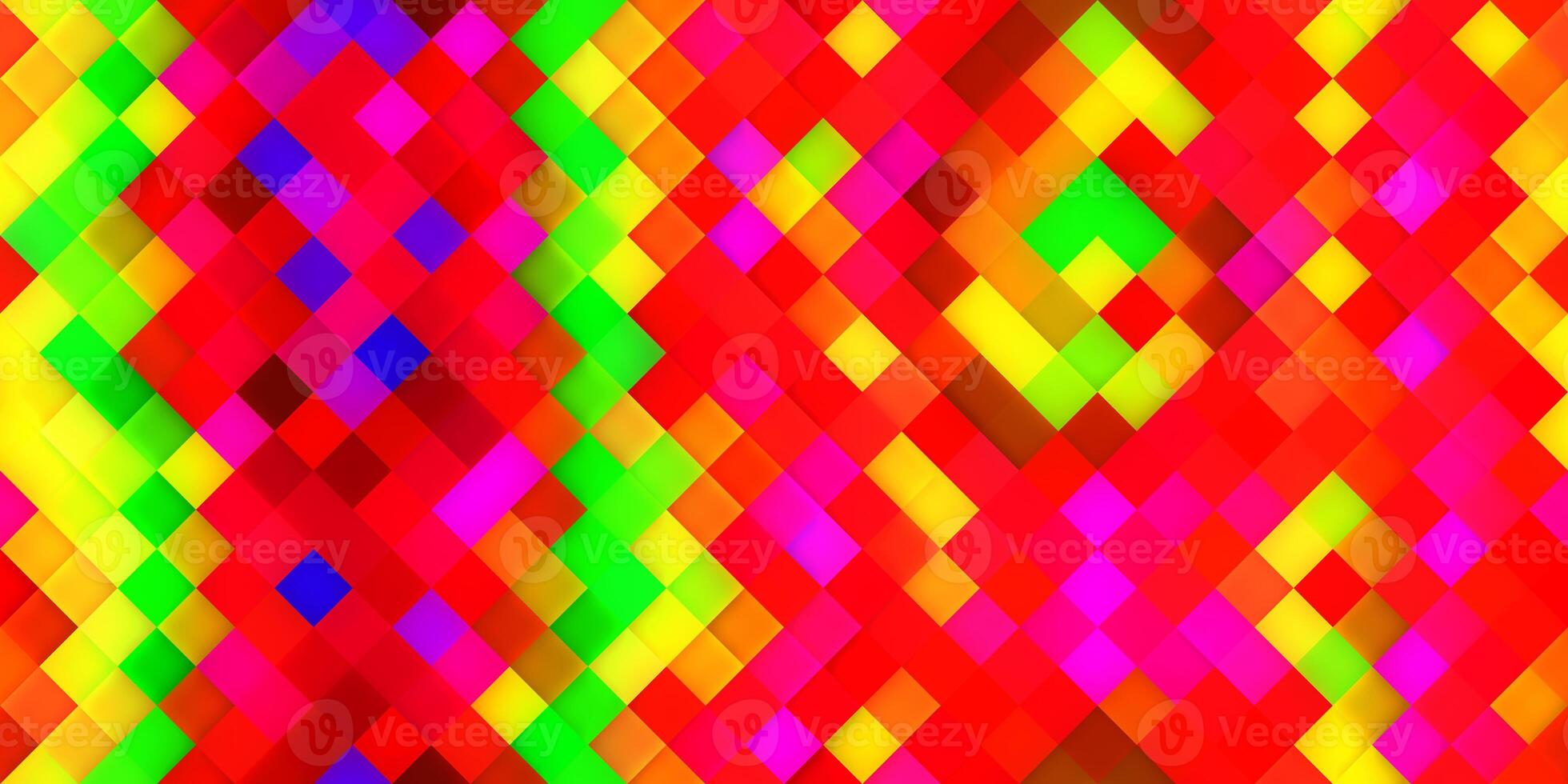 Yellow Red Green Seamless Bright Square Background. Colorful Mosaic Grid Lights Texture. Beautiful Modern Geometric Graphic Design. photo
