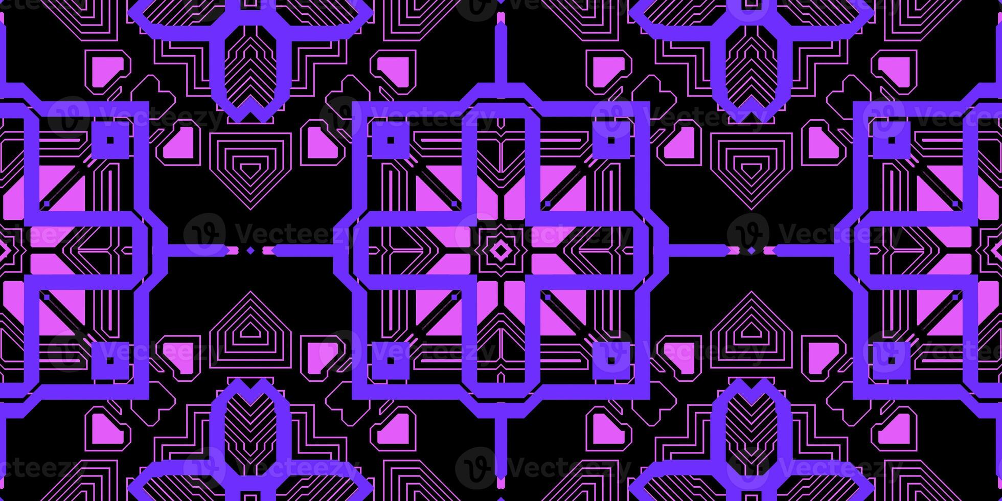 Purple Lilac Seamless Techno Lines Pattern. Futuristic Geometry Background. Laser Technical Design Texture. photo
