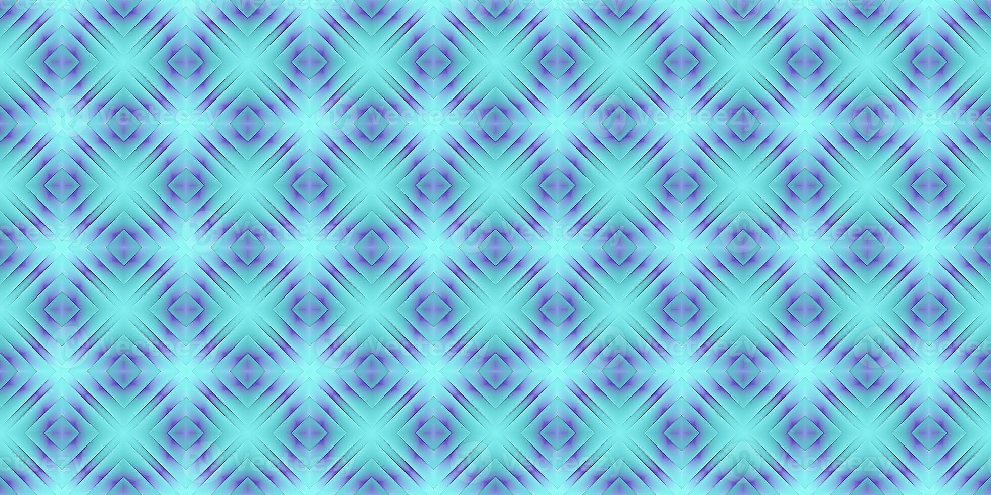 Lilac Blue Seamless Psy Pattern Background. Bright Surrealism Texture. Fractal Geometric Backdrop. photo