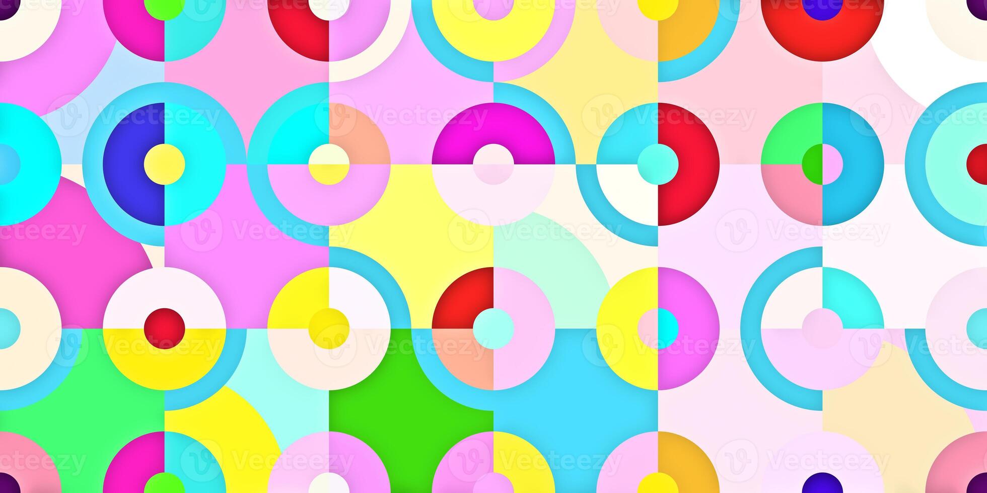 Circle Quarters Backgrounds. Seamless Bright Angles Textures. Abstract Colored Curves Patterns. photo