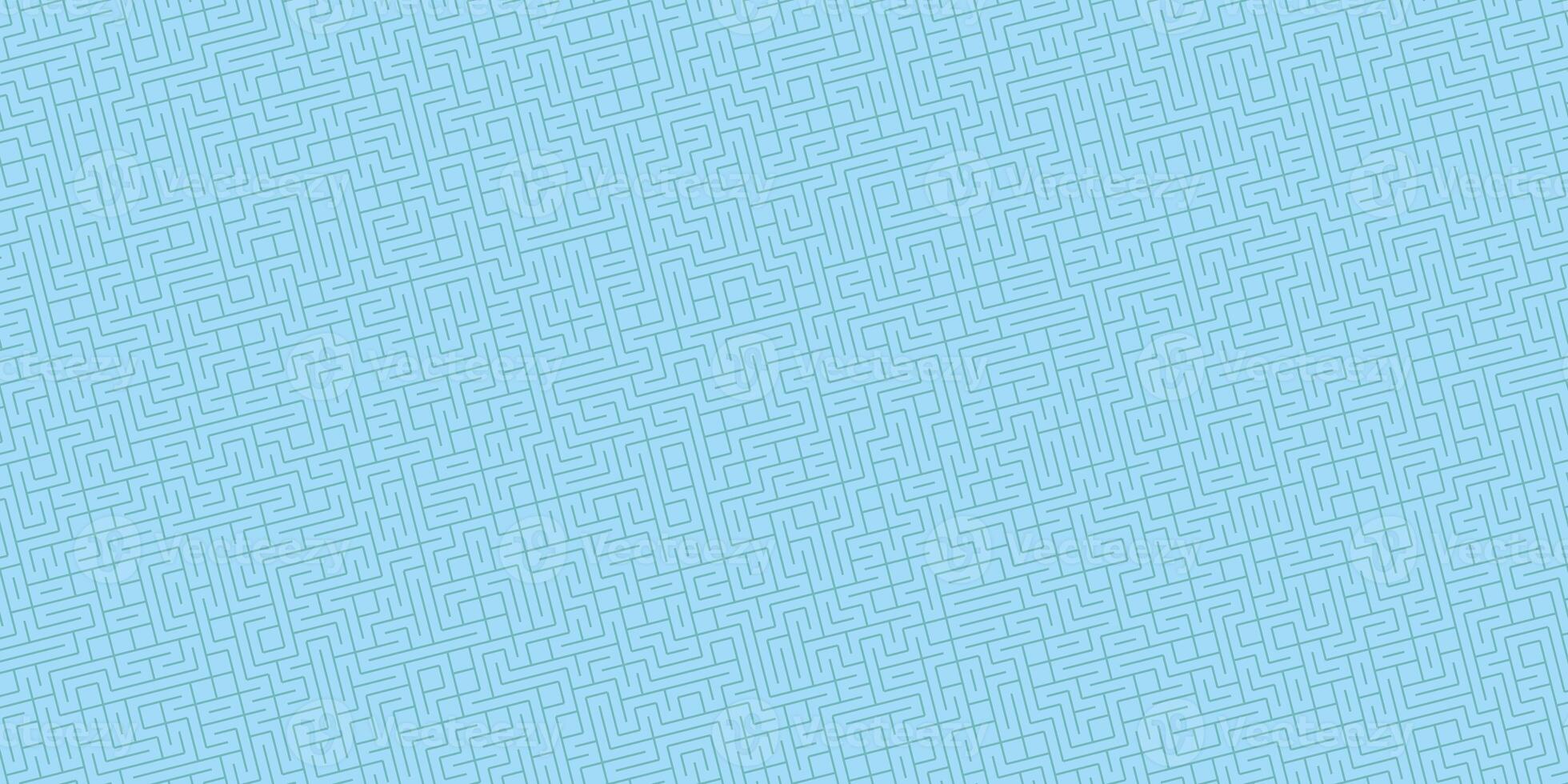 Sky Blue Seamless Outline Labyrinth Background. Maze Path Puzzle Concept. Difficulty Logical Mind Creativity Abstraction. photo