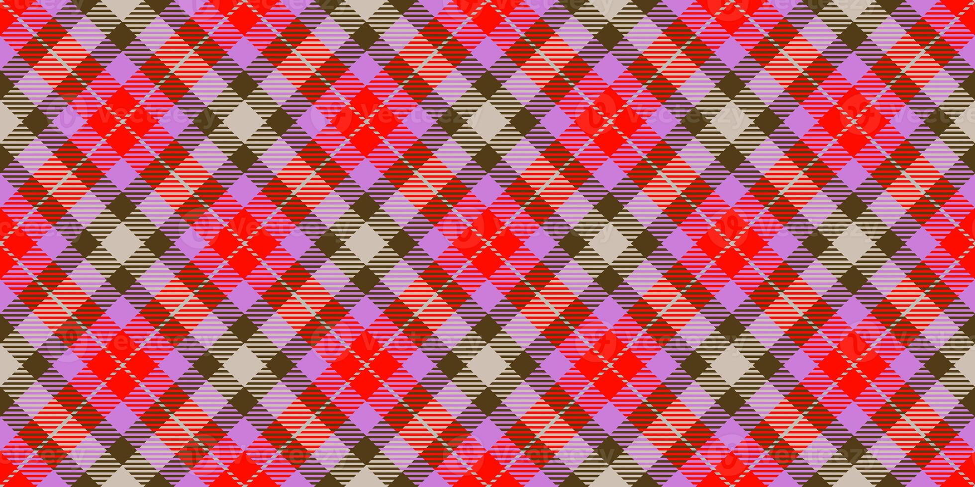 Red Seamless Checkered Rhombuses Pattern. Plaid Rug Background. Tartan Texture. photo