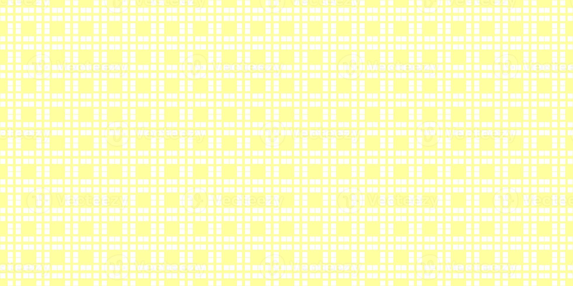 Yellow Cell Checks Background. Seamless Checkered Picnic Tablecloth Texture. Classic Plaid Geometric Checks. photo