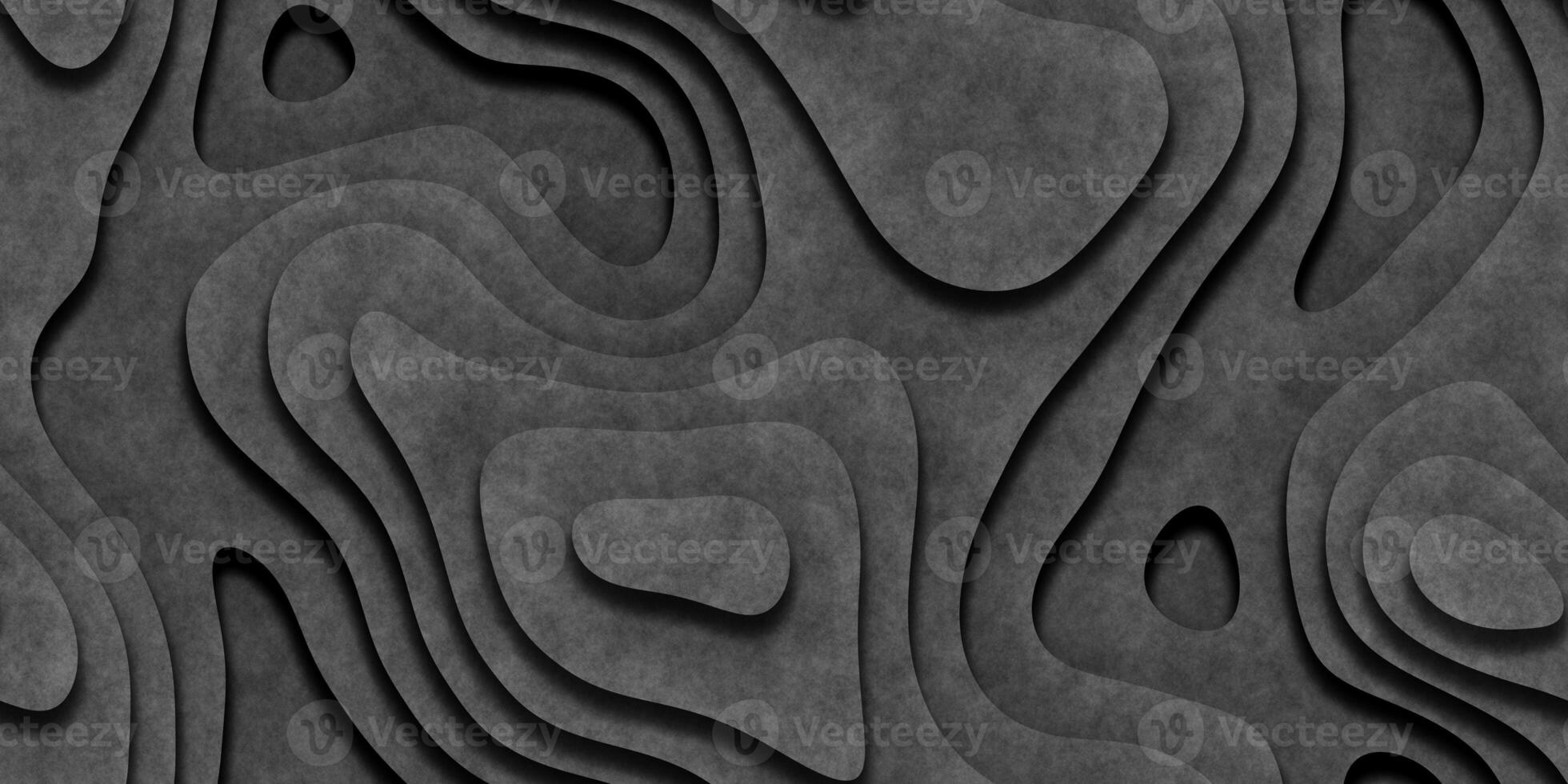 Gray Seamless Topographic Landscape Background. Wavy Relief Illustration Texture. photo
