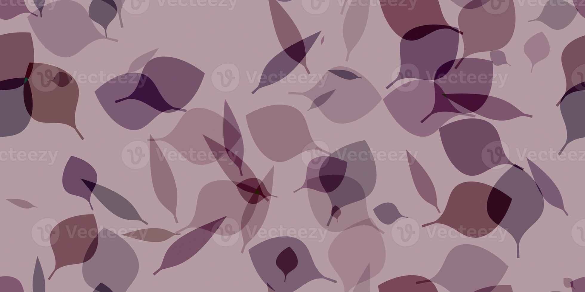 Purple violet autumnal dry foliage seamless pattern. Season leaves scenery creative. Decorative autumn design composition. Autumn background illustration. Leafs fall creative backdrop. photo