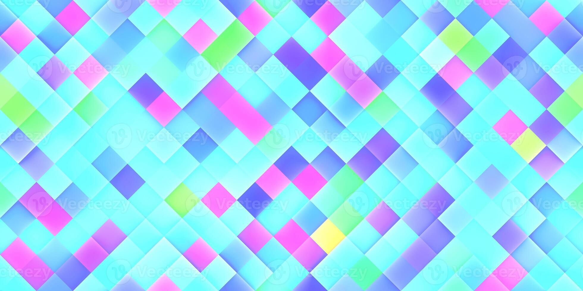 Blue Pink Pastel Tones Seamless Bright Square Background. Colorful Mosaic Grid Lights Texture. Beautiful Modern Geometric Graphic Design. photo