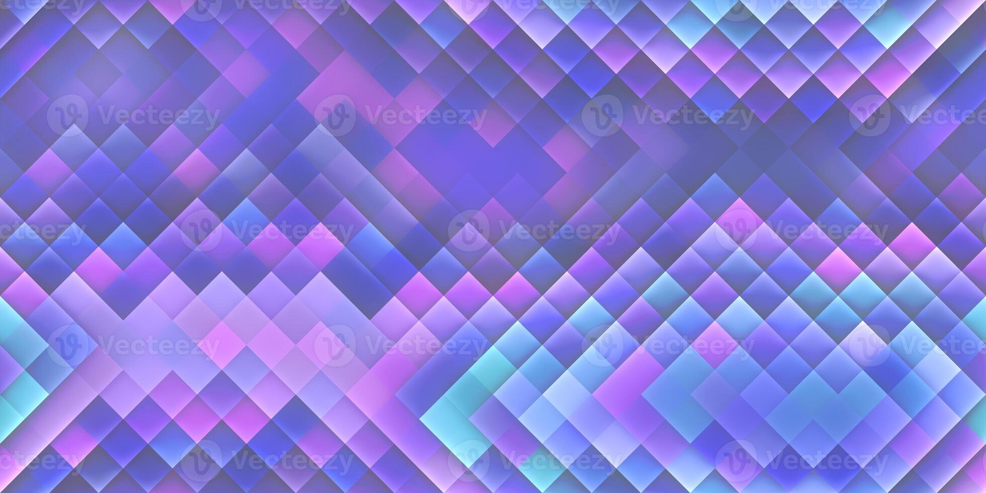 Indigo Violet Seamless Bright Square Background. Colorful Mosaic Grid Lights Texture. Beautiful Modern Geometric Graphic Design. photo