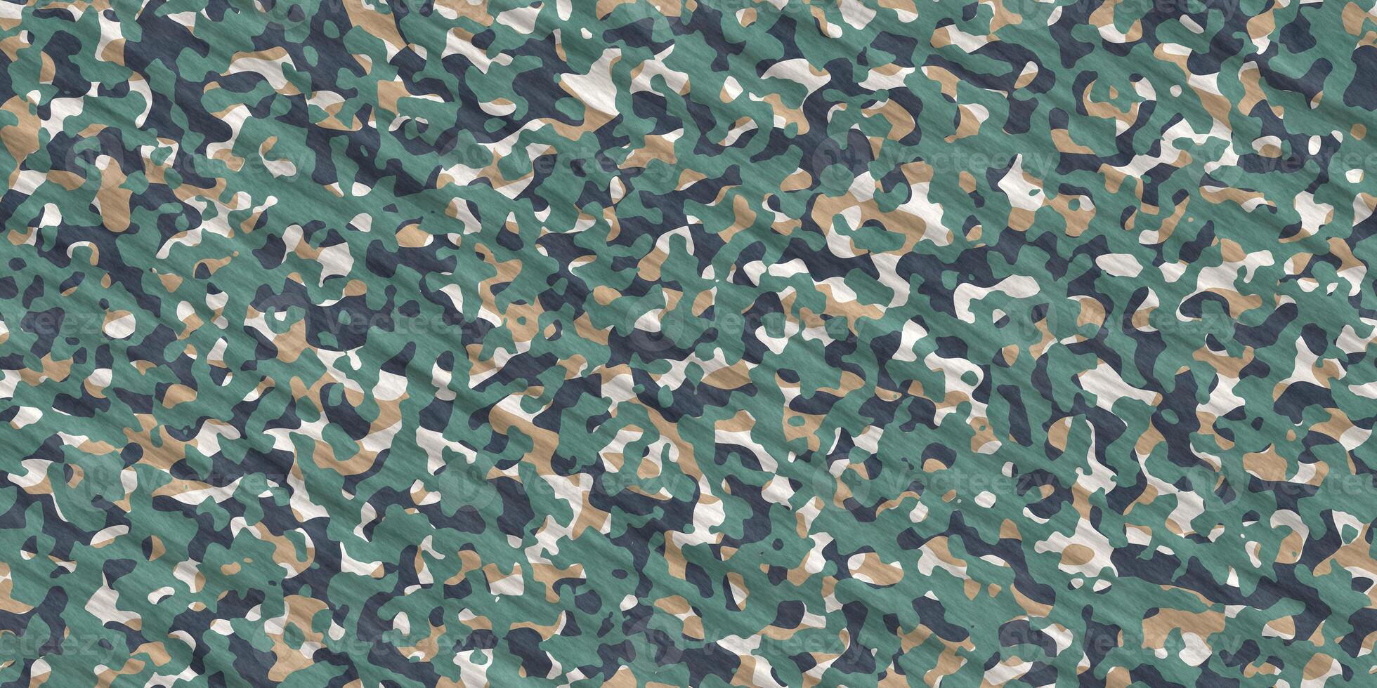 Green Beige Army Camouflage Background. Military Uniform Clothing Texture. Seamless Combat Uniform. photo