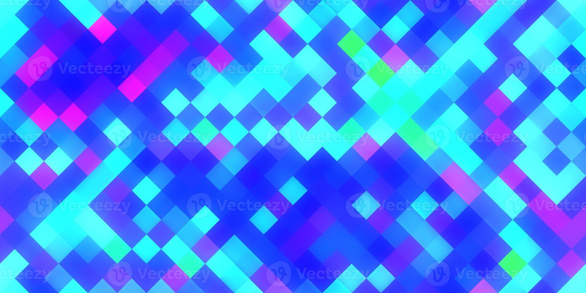 Blue Purple Pink Seamless Bright Square Background. Colorful Mosaic Grid Lights Texture. Beautiful Modern Geometric Graphic Design. photo