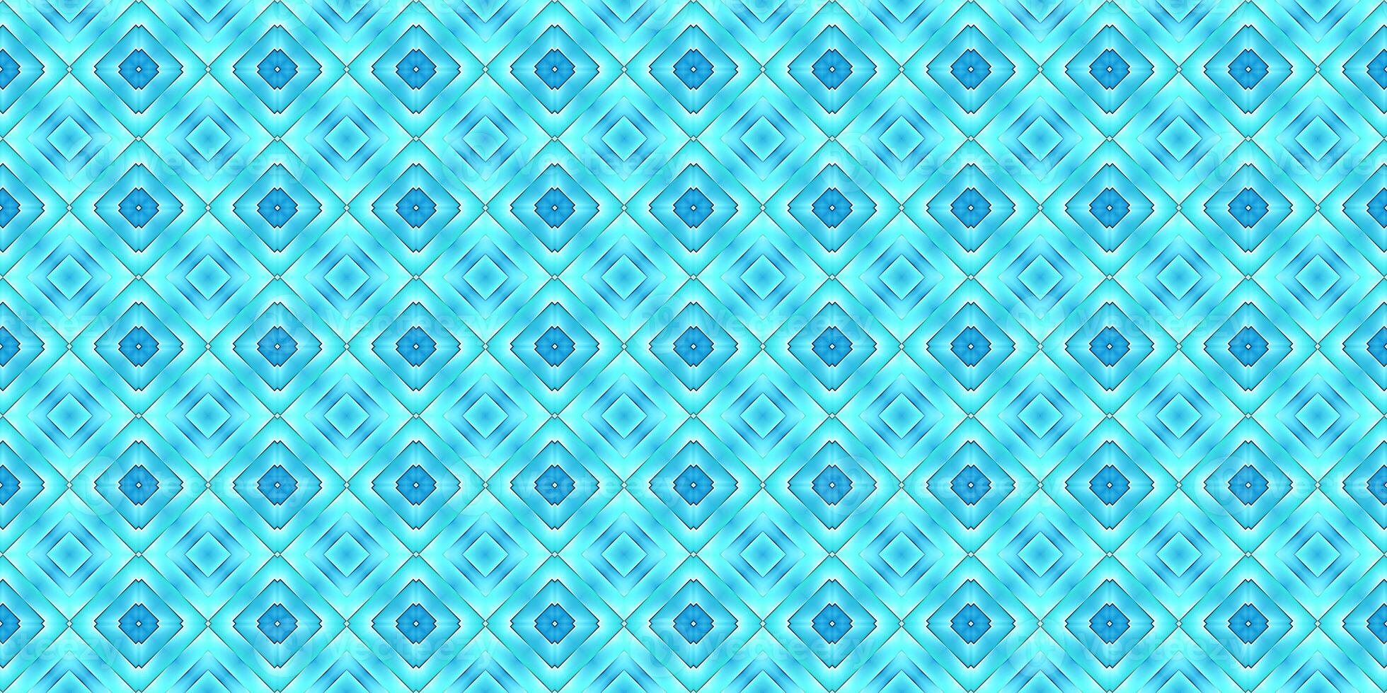 Sky Blue Seamless Psy Pattern Background. Bright Surrealism Texture. Fractal Geometric Backdrop. photo