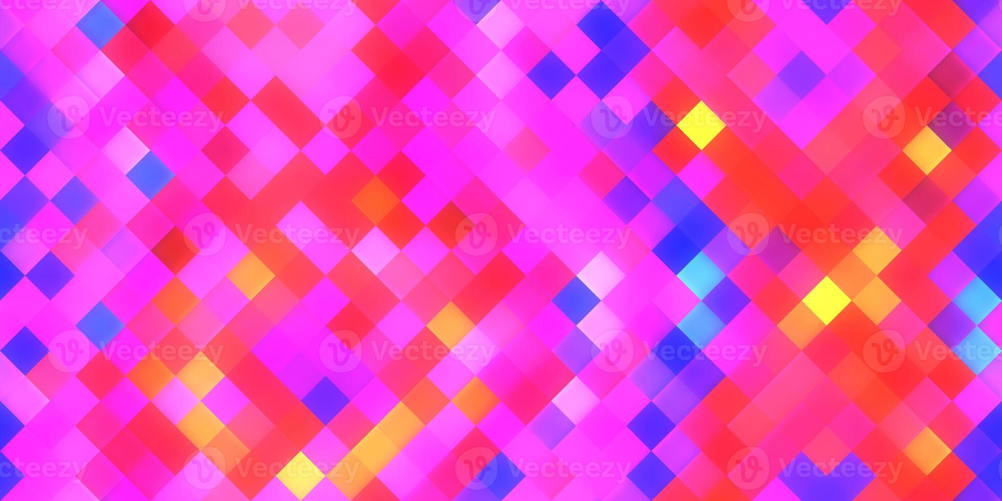 Red Pink Lilac Seamless Bright Square Background. Colorful Mosaic Grid Lights Texture. Beautiful Modern Geometric Graphic Design. photo
