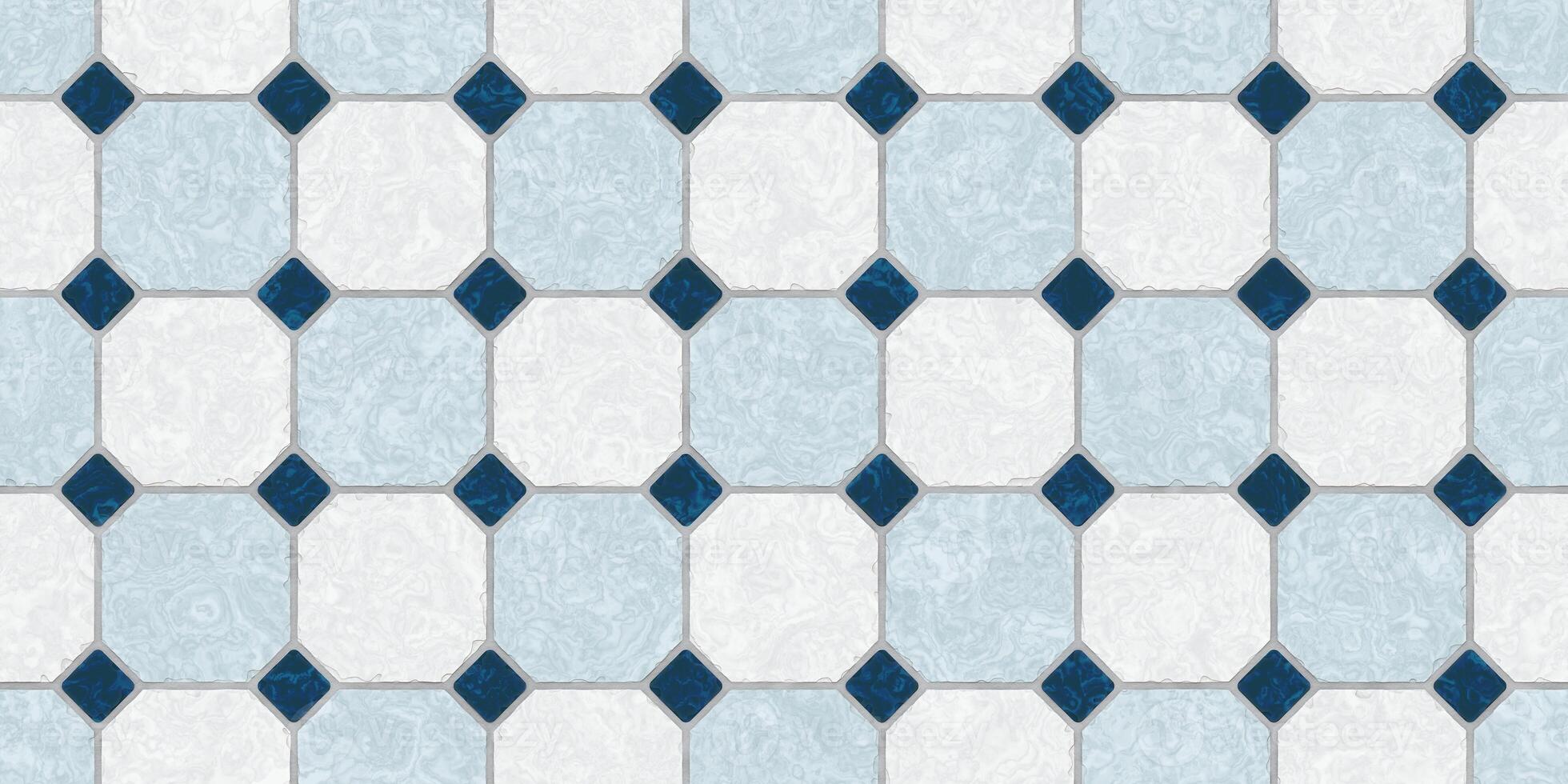 Gray Dark Blue Seamless Classic Floor Tile Texture. Simple Kitchen, Toilet or Bathroom Mosaic Tiles Background. 3D rendering. 3D illustration. photo