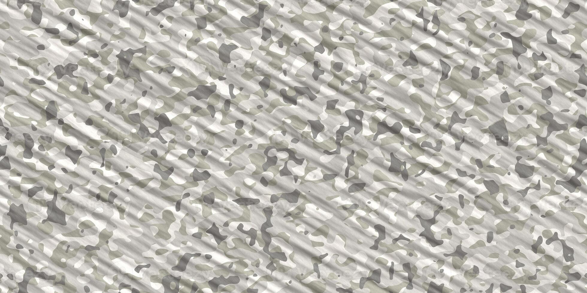 Gray Winter Army Camouflage Background. Military Uniform Clothing Texture. Seamless Combat Uniform. photo