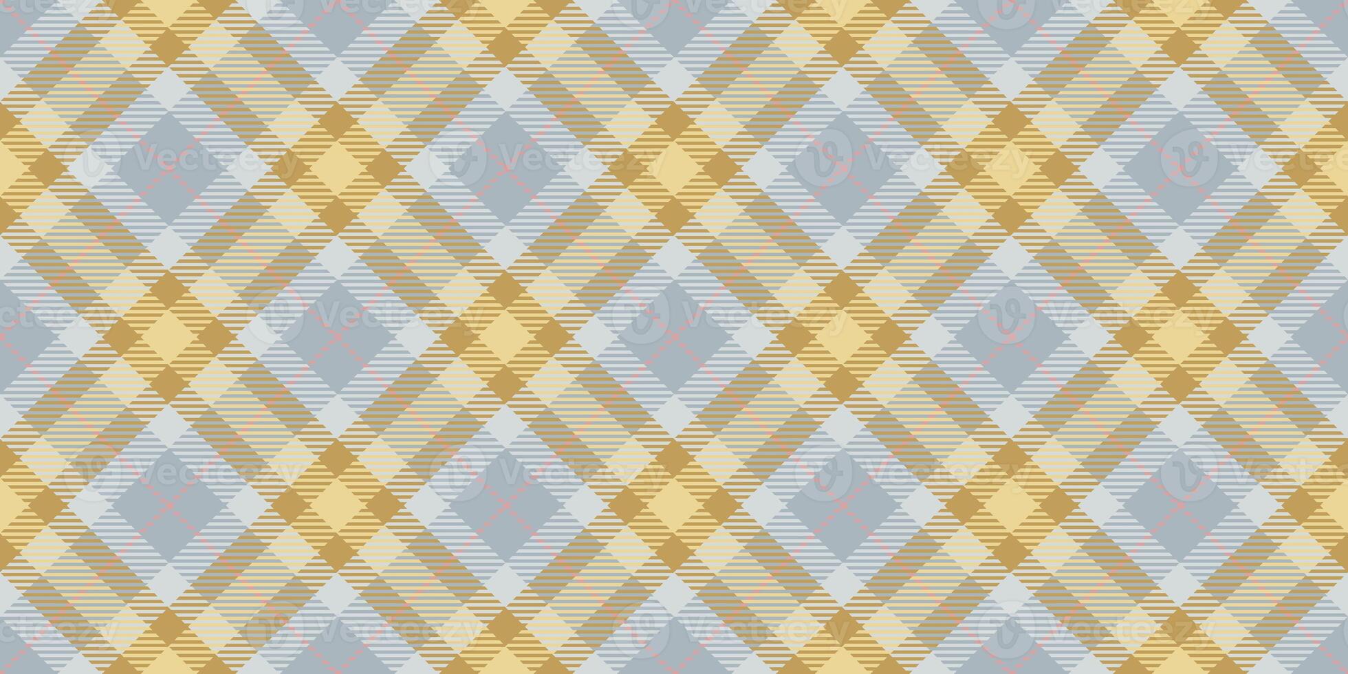 Yellow Gray Seamless Checkered Rhombuses Pattern. Plaid Rug Background. Tartan Texture. photo
