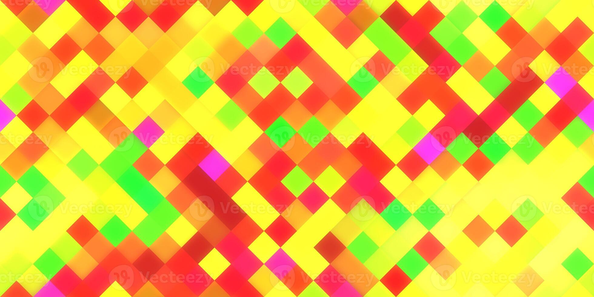 Yellow Red Seamless Bright Square Background. Colorful Mosaic Grid Lights Texture. Beautiful Modern Geometric Graphic Design. photo
