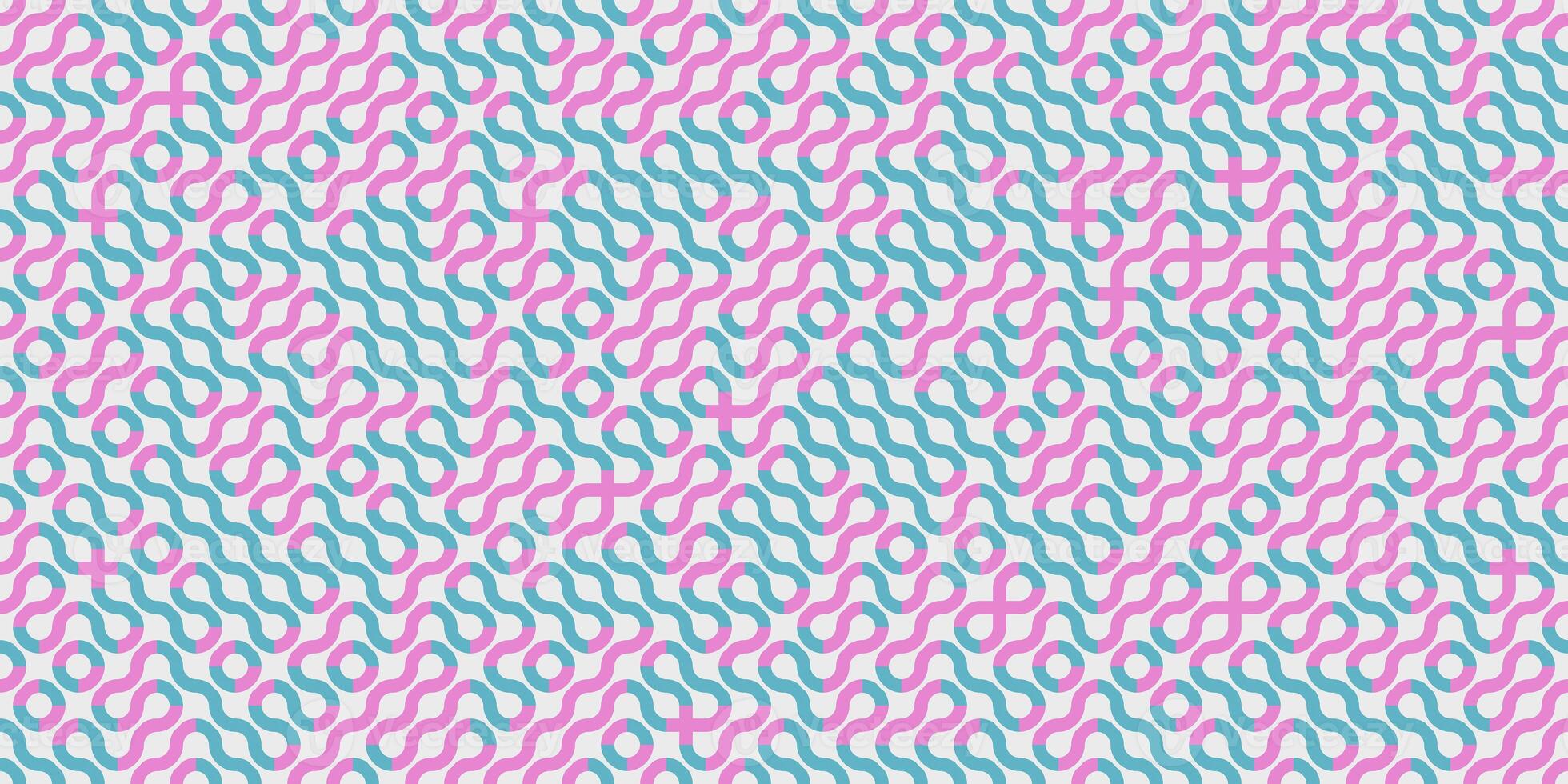 Turquoise Pink Seamless Swirl Lines Background. Modern Stripe Pathway Texture. Labyrinth Line Backdrop. photo