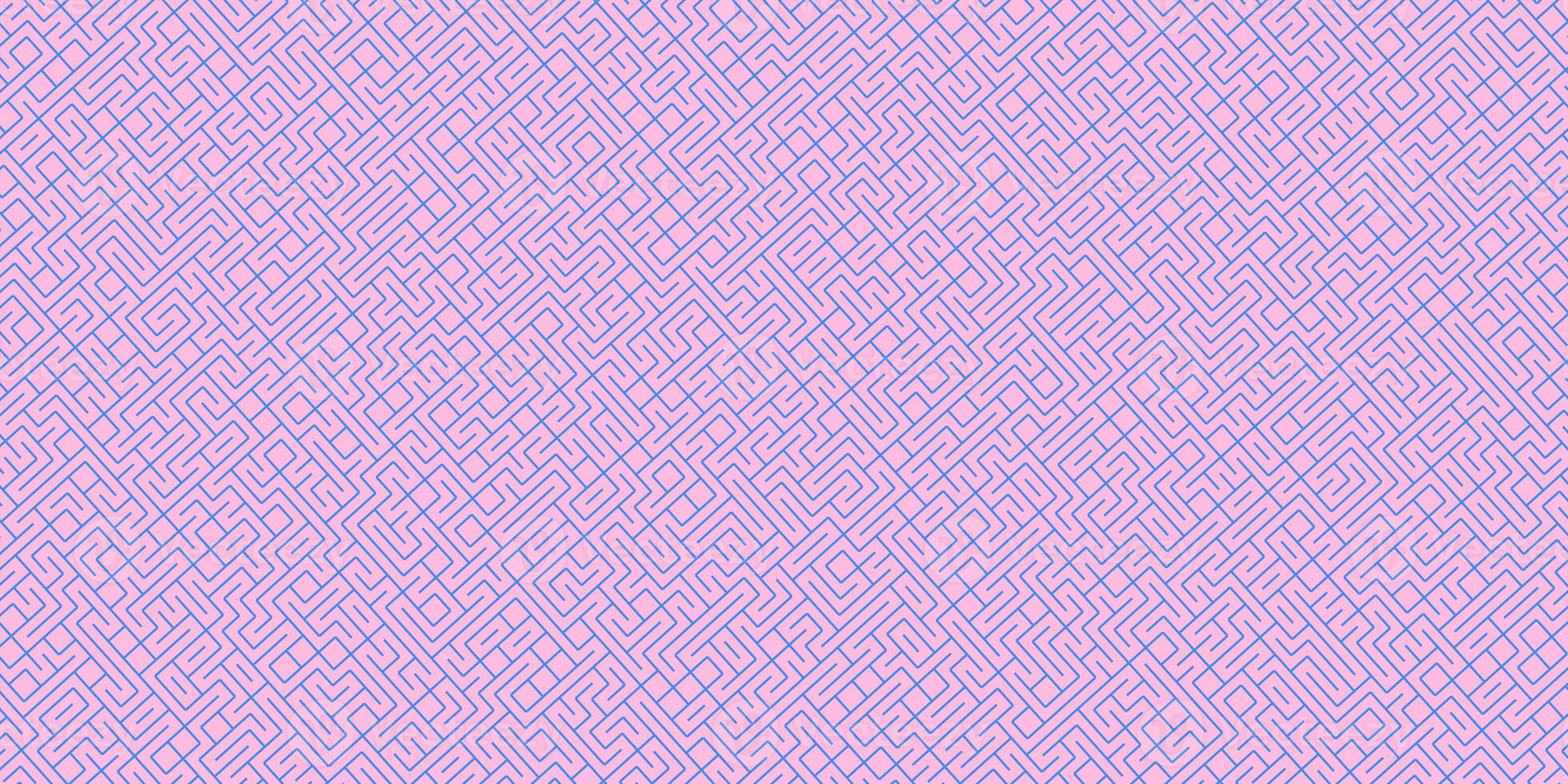 Light Pink Blue Seamless Outline Labyrinth Background. Maze Path Puzzle Concept. Difficulty Logical Mind Creativity Abstraction. photo