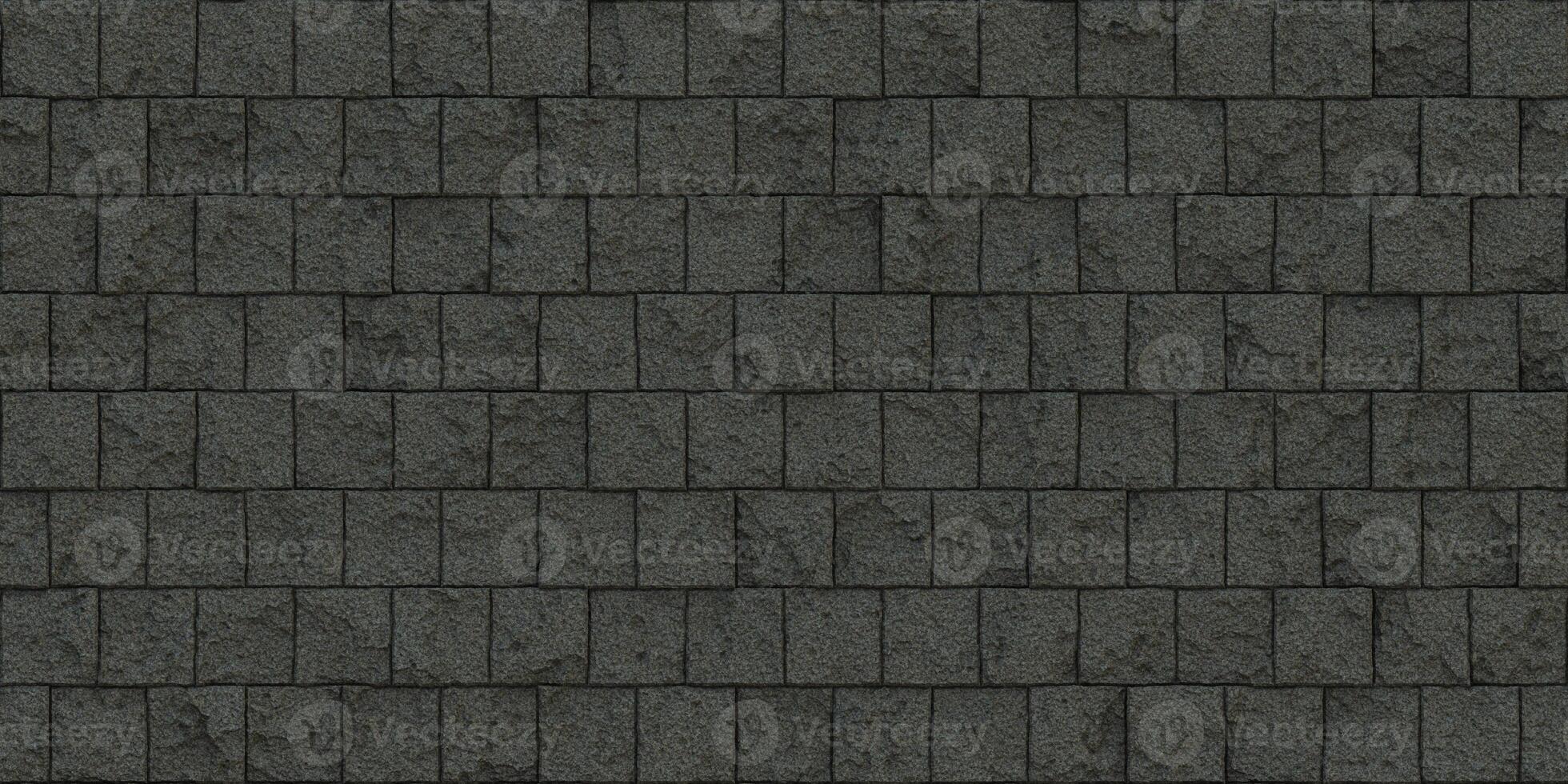 Dark Seamless Stone Block Wall Texture. Building Facade Background. Exterior Architecture Decorative House Facing. photo