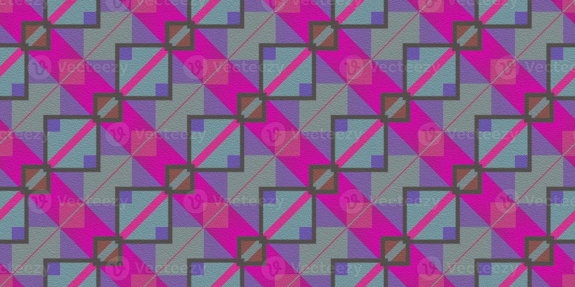 Blue Lilac Purple Seamless Modern Maya Pattern Background. Geometric Ethnic Ornament Texture. Aztec Decorative Backdrop. photo