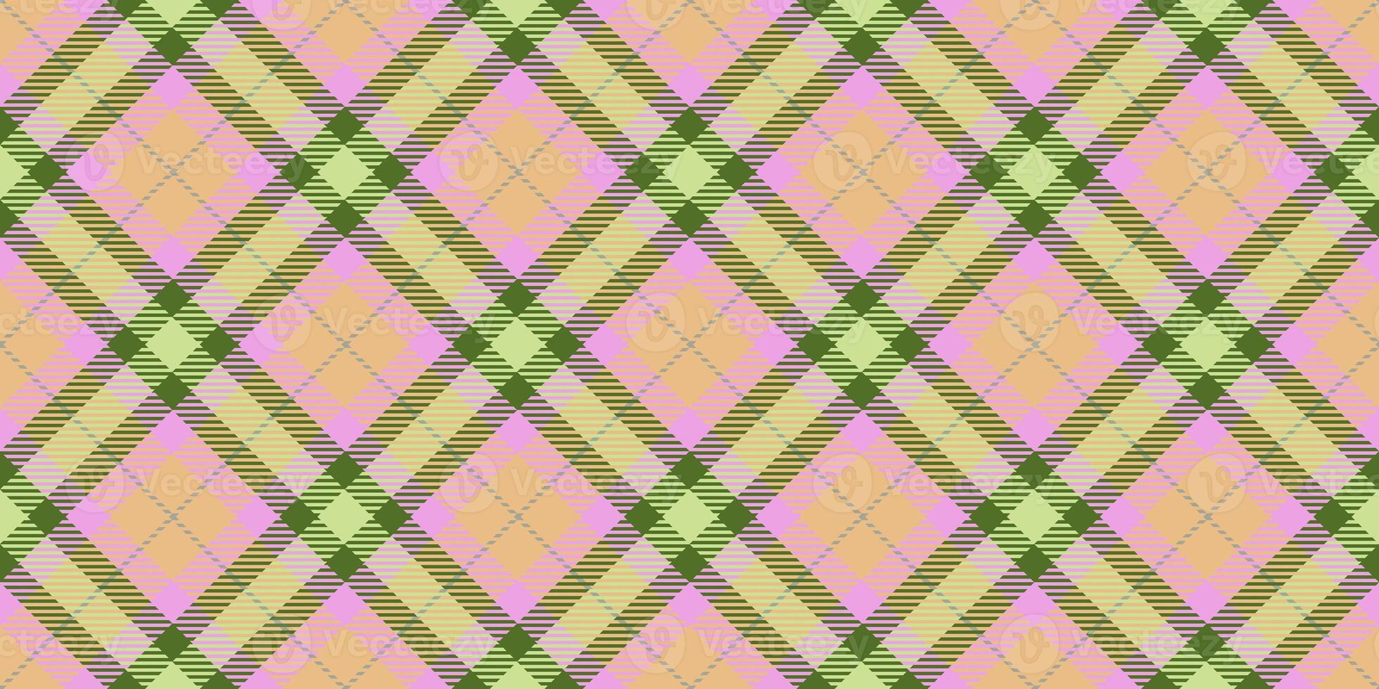 Beige Lime Seamless Checkered Rhombuses Pattern. Plaid Rug Background. Tartan Texture. photo